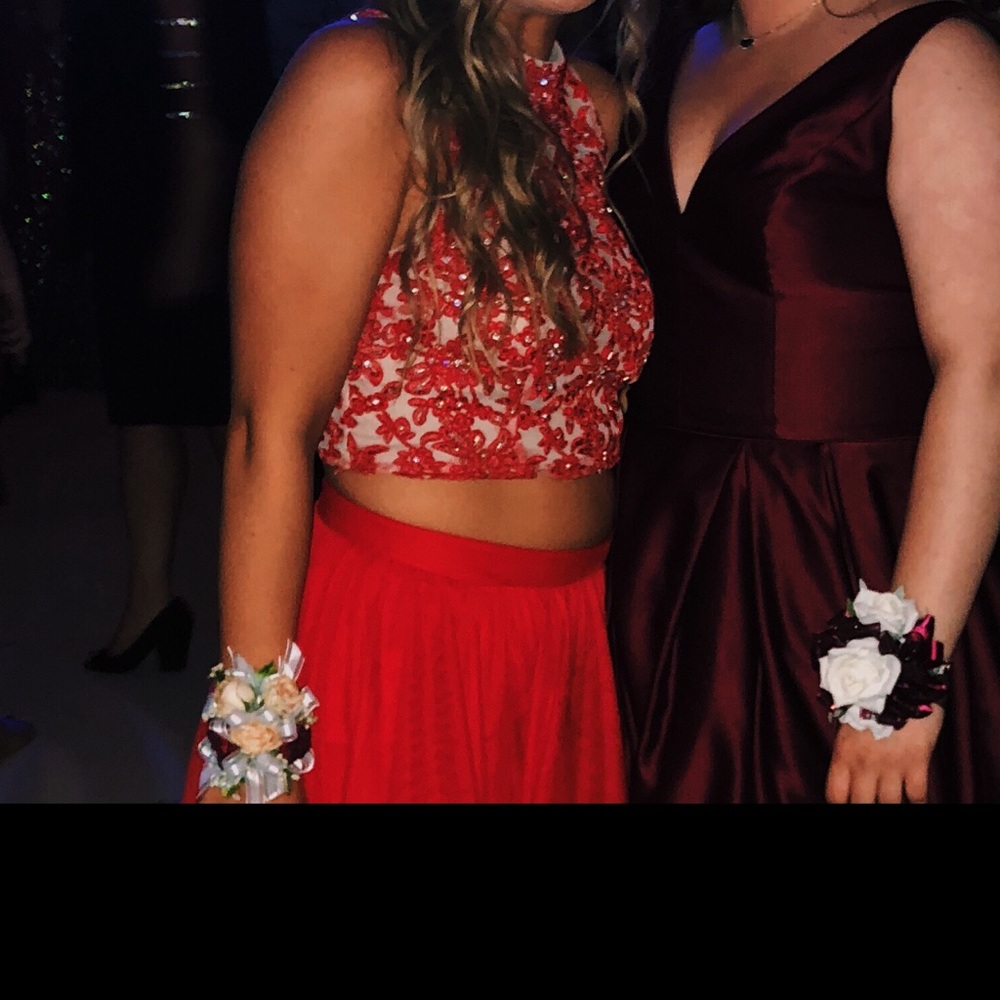 2 piece red prom dress!